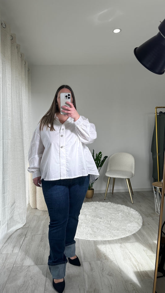 Chemise blanche avec boutons strass