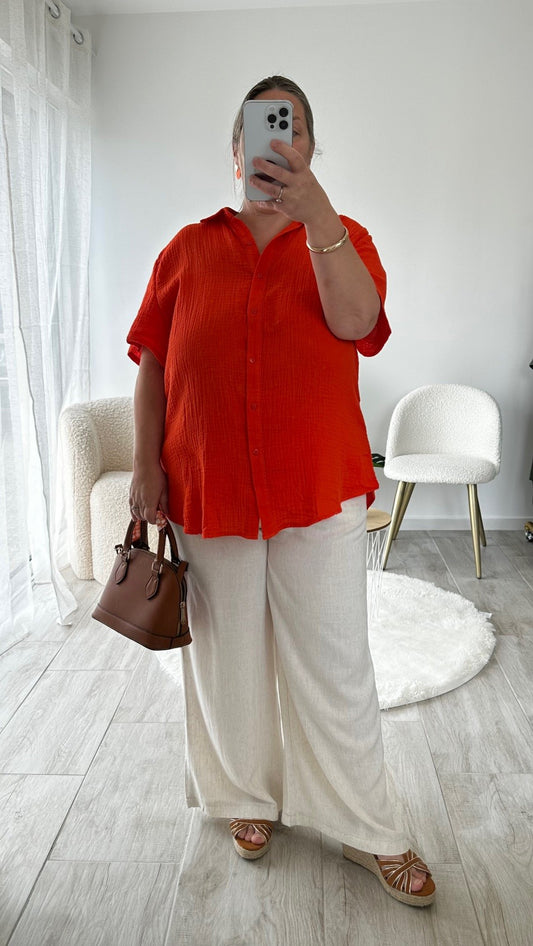 chemise manche courte en gaze de coton