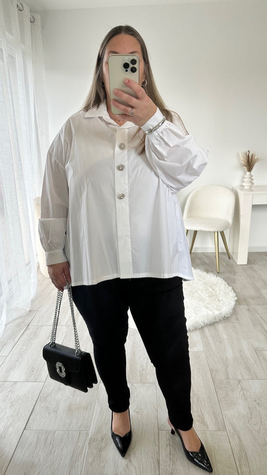Chemise blanche avec boutons strass