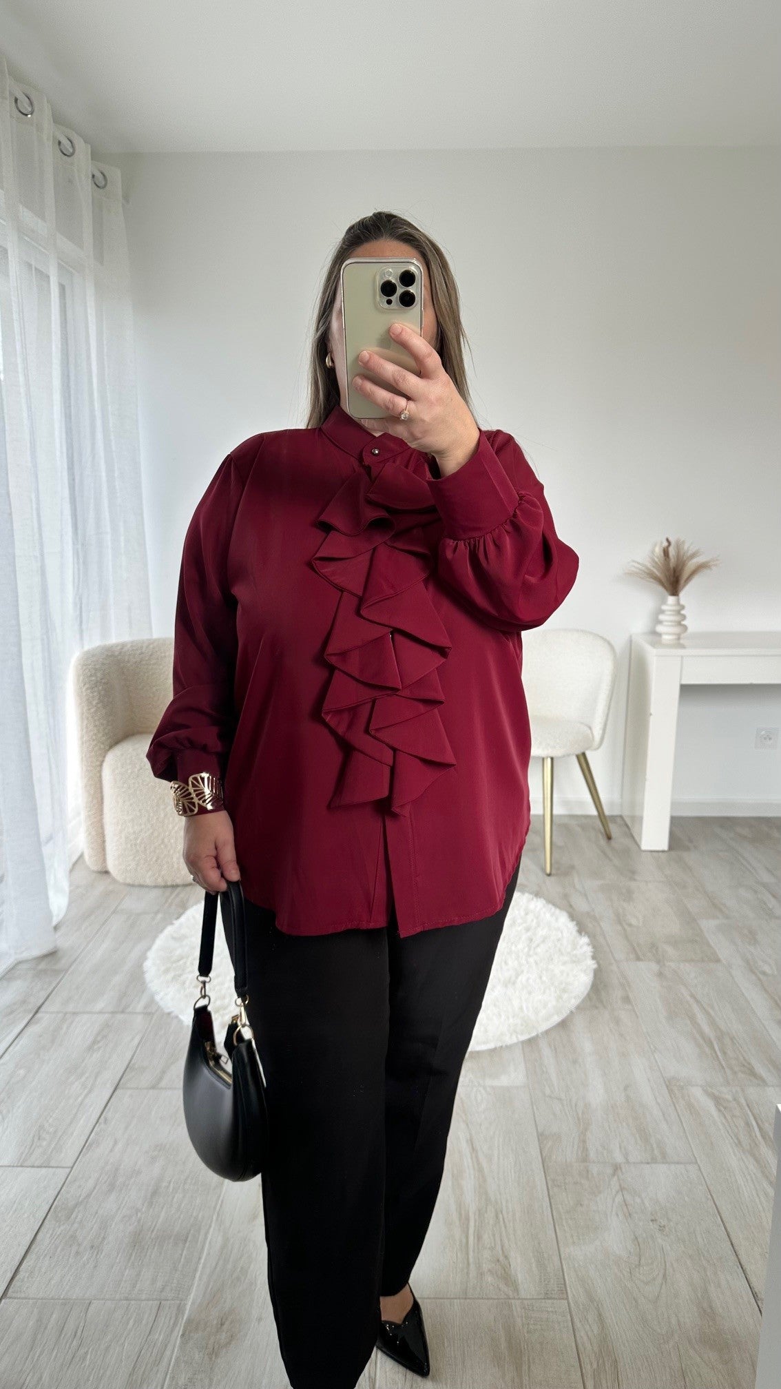 Chemise à froufrous manches longues
