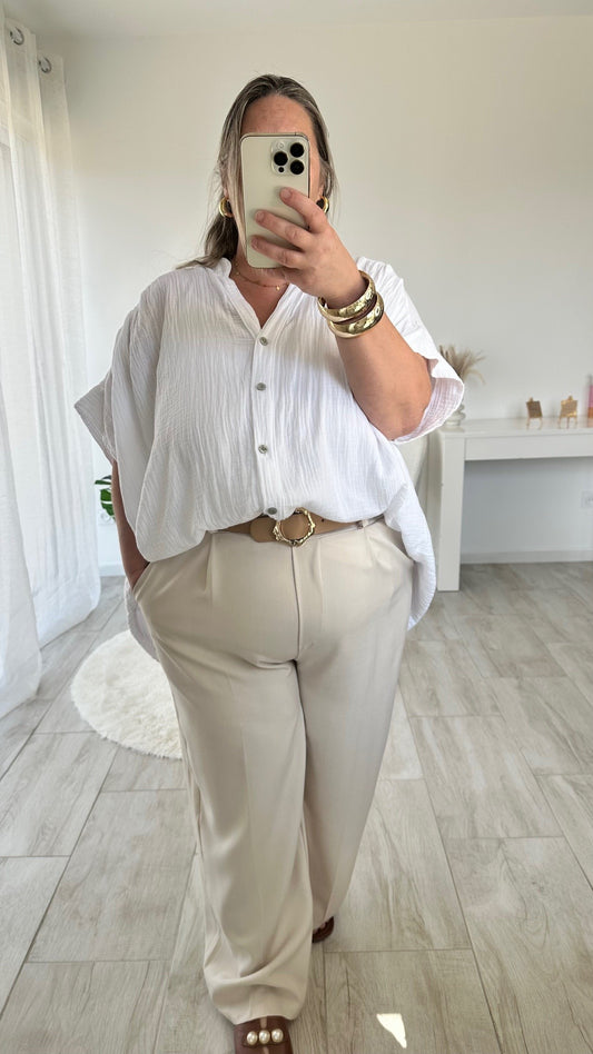 Pantalon beige Ana taille élastique