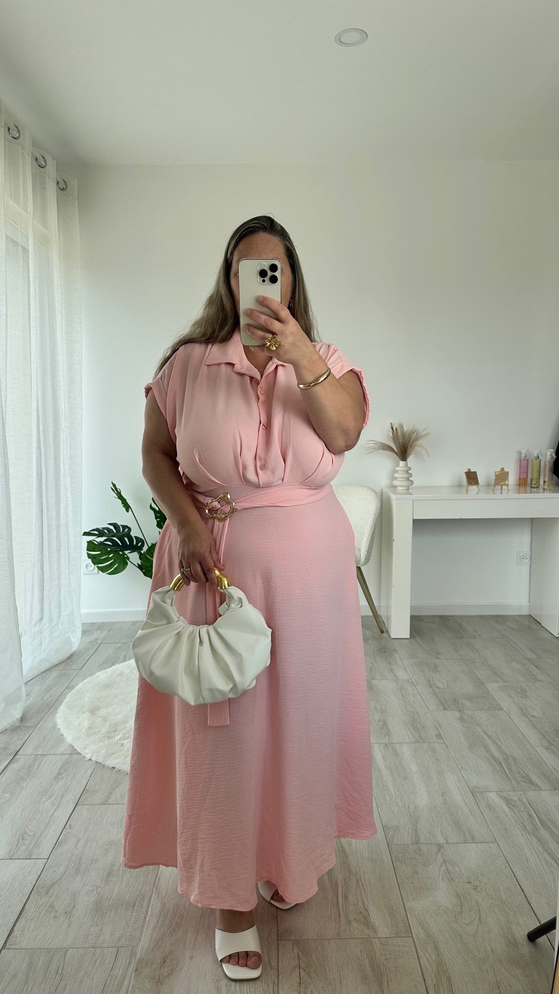 Robe longue fluide ceinturée Ines