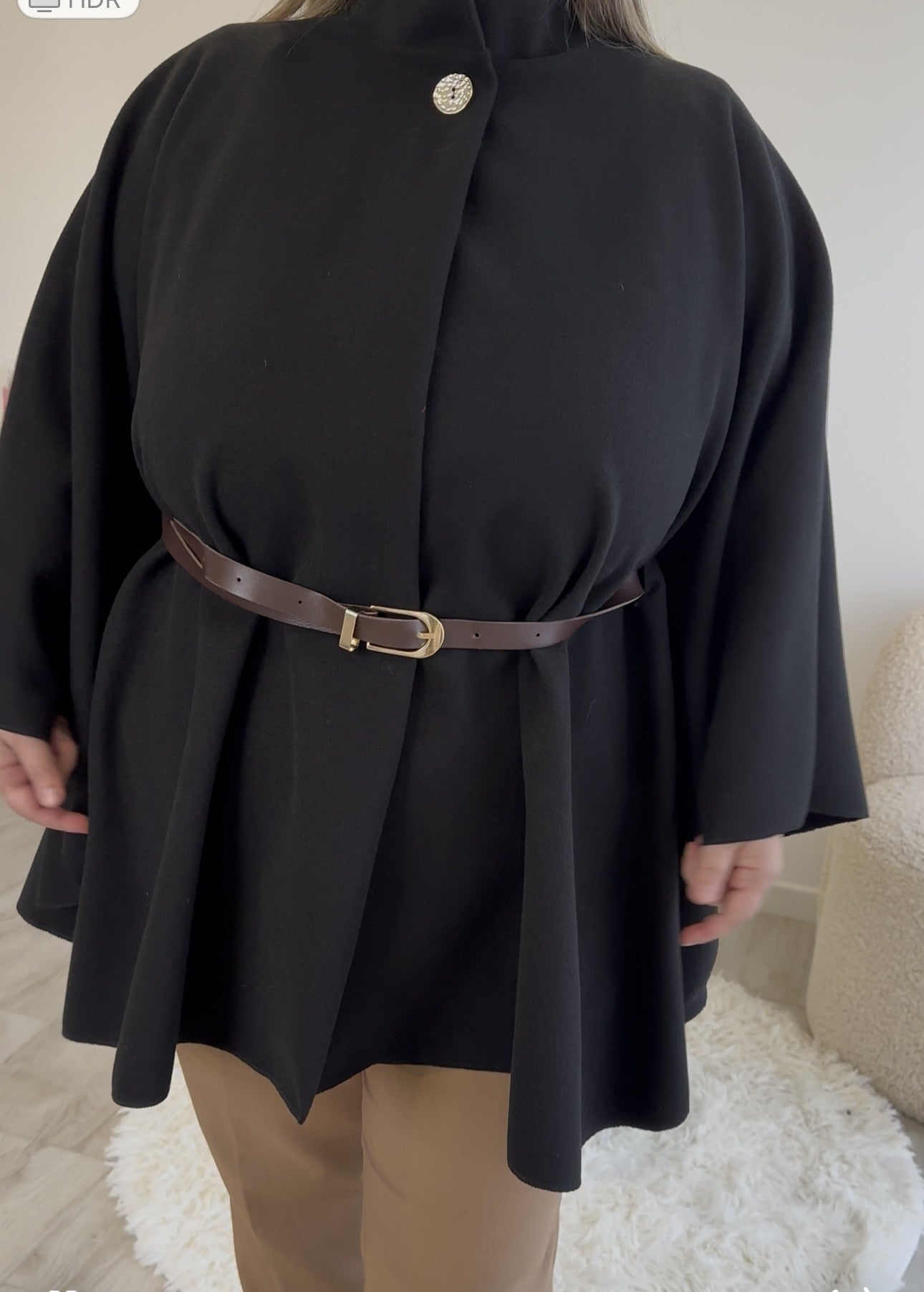 Manteau cape ceinturé